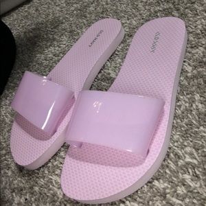 lavender jelly flip flops